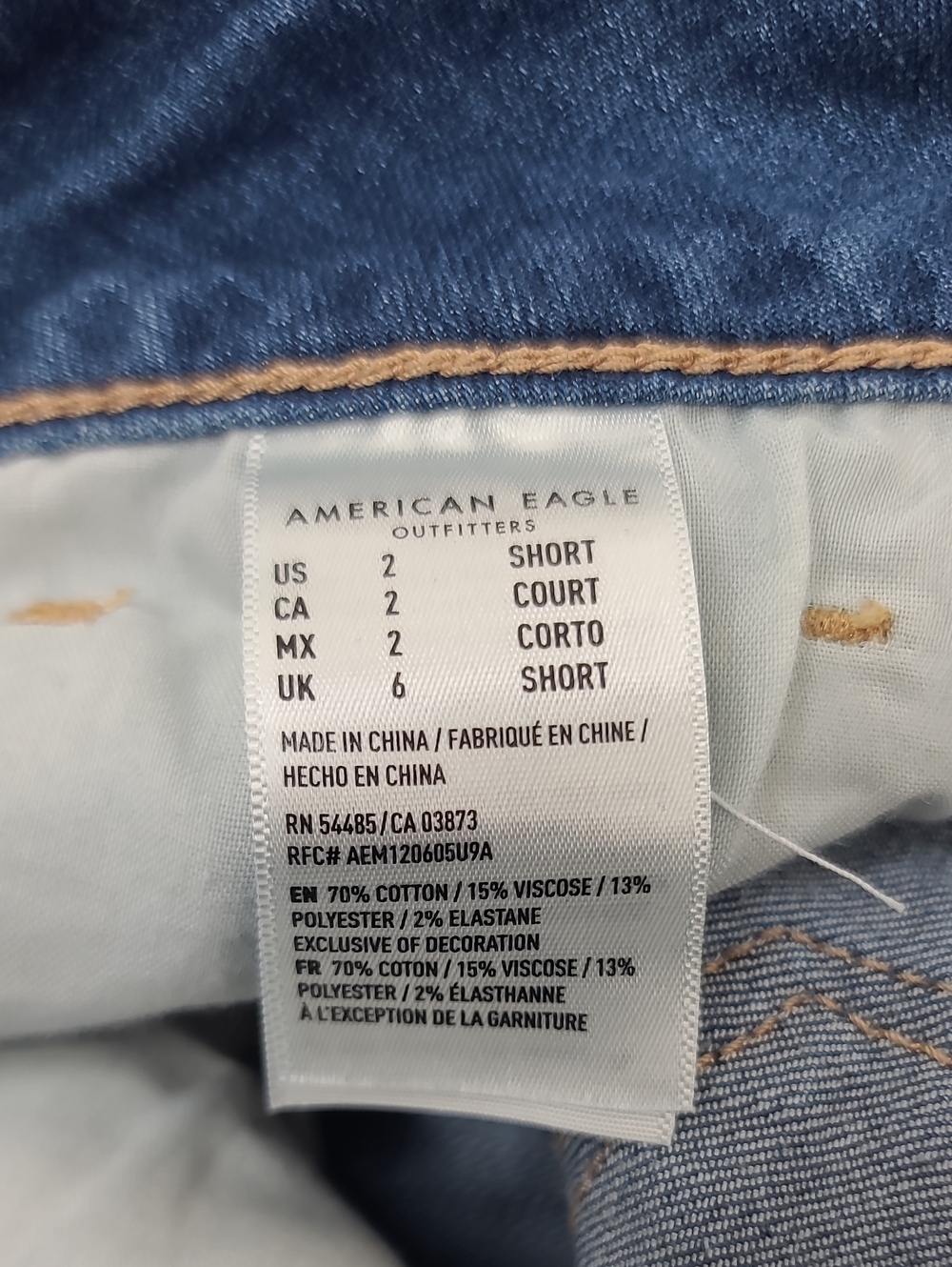 AE Next Level Artist Stretch Cotton Denim Low Rise Straight Crop Leg Jean Blue - Picture 14 of 17